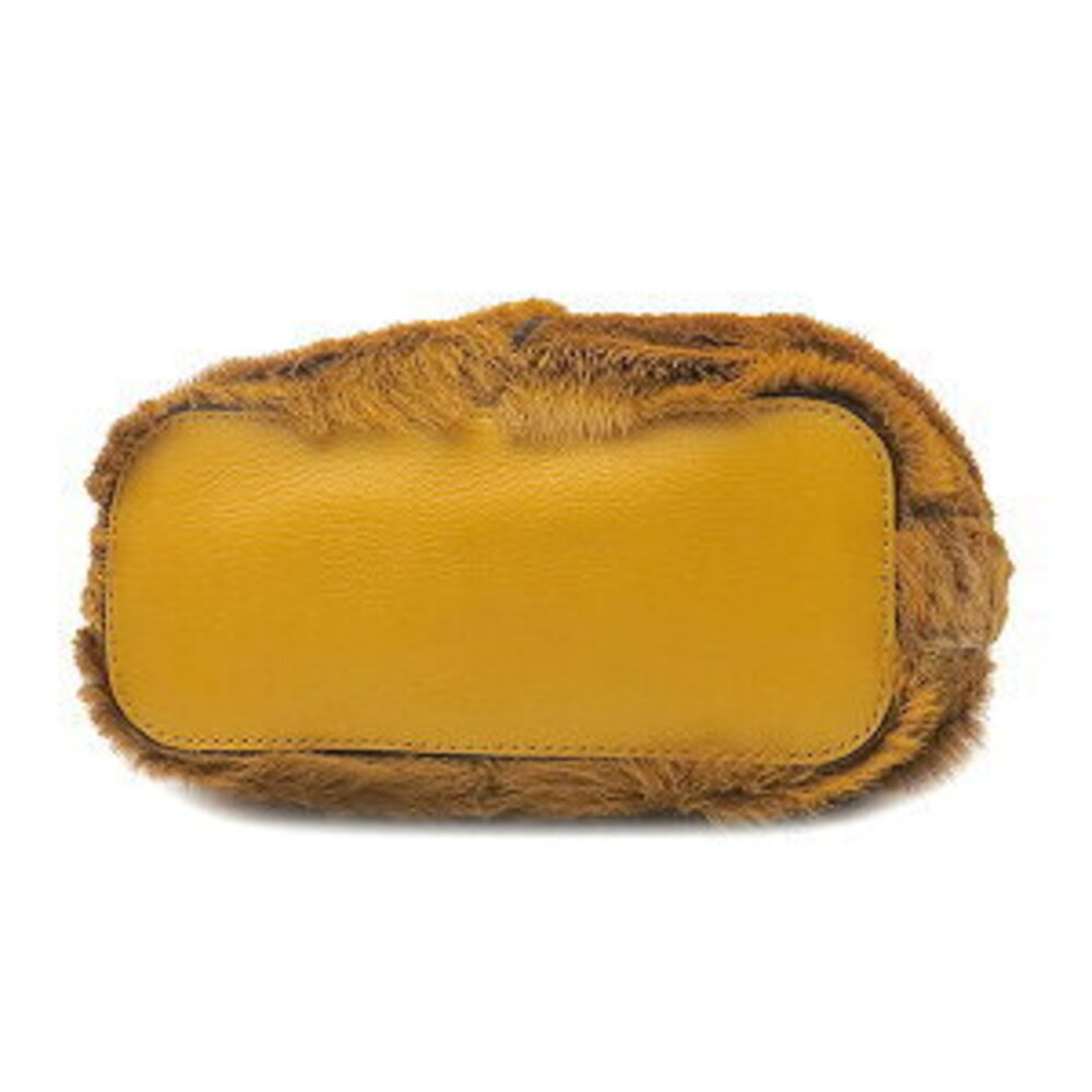 Chloe Long Hair Calf Harako Leather Amber Yellow Gala Bag Drawstring - Picture 3 of 9